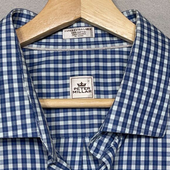 Peter Millar Shirt Mens Size XXL Button Down Blue Check Casual Preppy Career - Picture 3 of 11